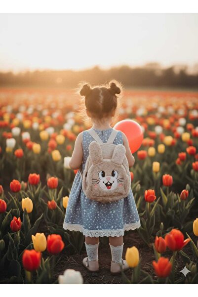 Efe Peluş Sırt Çantası Kız Çocuk 2 Bölmeli Astarlı Figürlü En 22 Boy 25 Cm