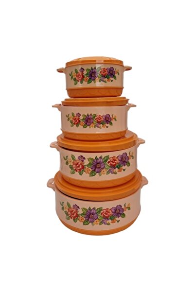 ABS Set 4 thermal food containers, orange, 2.5 l, 1.5 l, 1 l, 0.5 l