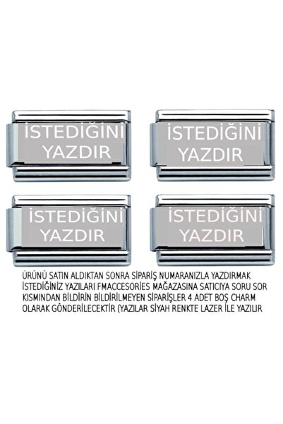 fmaccesories İtalyan Çelik Charm 4 Adet Kişiye Özel istediğinizi yazdırın isi...