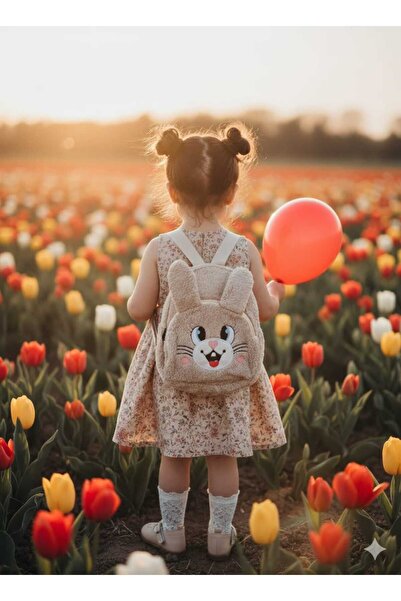 Efe Peluş Sırt Çantası Kız Çocuk 2 Bölmeli Astarlı Figürlü En 22 Boy 25 Cm