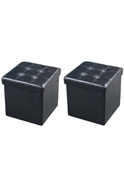 Sultan Set 2 Taburete pliabil cu spatiu de depozitare, greutate suportata 150 kg, 38X38X38 cm, NEGRU