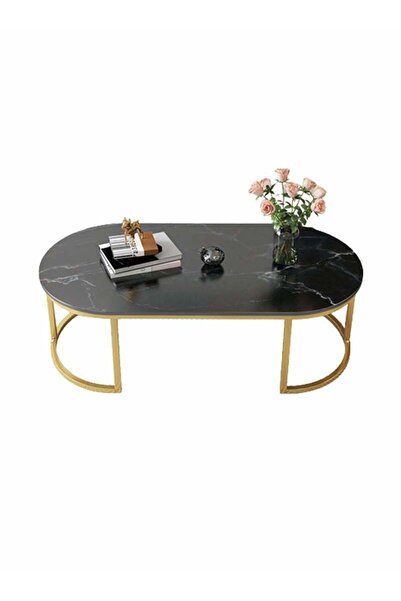 sharpdo Modern Luxury Round Marble-Design Coffee Table with Storage