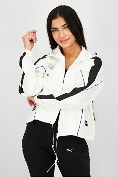 Puma Women Sportswear Fit Long Sleeve Training Jacket, White and Black