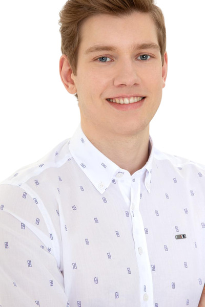 U.S. Polo Assn. Ανδρικό λευκό μακρυμάνικο πουκάμισο