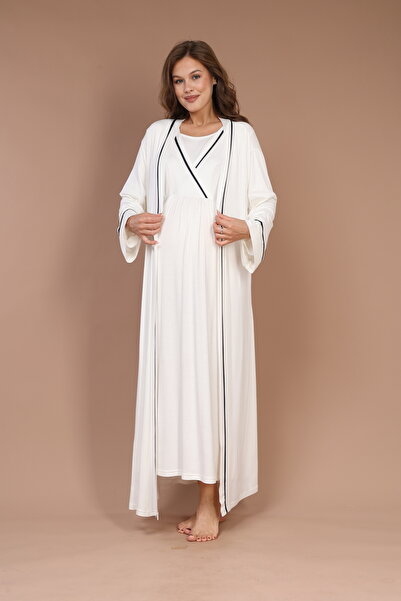 Lohusa Dünyasi Kadın Biyeli Emzirme Özellikli Kruvaze Lohusa Hamile Sabahlıkl...