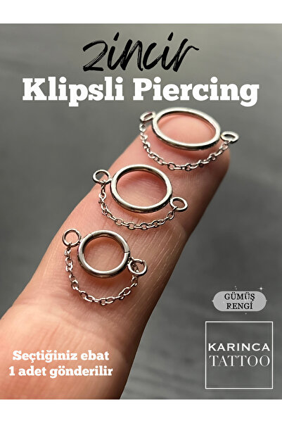 Karınca Piercing Zincir Klipsli Halka Piercing Tragus Helix Conch Rook Göbek Septum Daith Burun Nostril Dudak Kulak