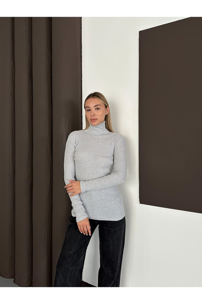 RDK Giyim Πουλόβερ με ζιβάγκο από βαμβάκι Unisex - Γκρι