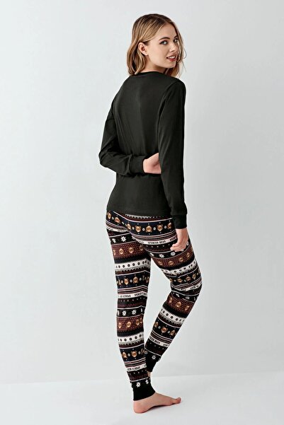 Arnetta 3461 Women's Fume Long Sleeve Winter Themed Pajama Set