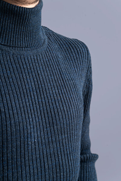 bombe Чоловічий Slim Fit светр з рибальським коміром і товстими ребрами