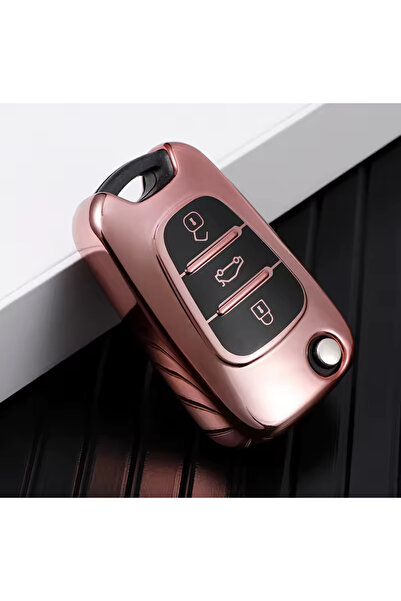 emii auto spare parts غطاء مفتاح متوافق مع هيونداي كيا، لون وردي معدني