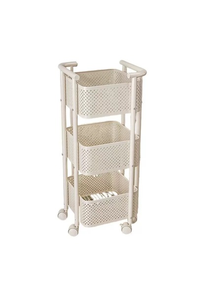 ABAREEK Metal organizing cart with three shelves and wheels. Can be used in the kitchen, bathroom, or any other room for storage.