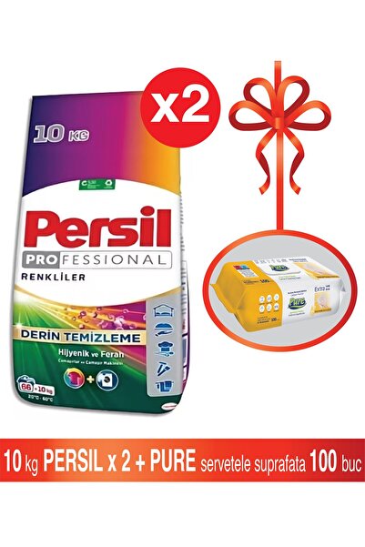Persil 2 x Color 10 kg + Pure Surface Cleaner Herbal 100 pcs