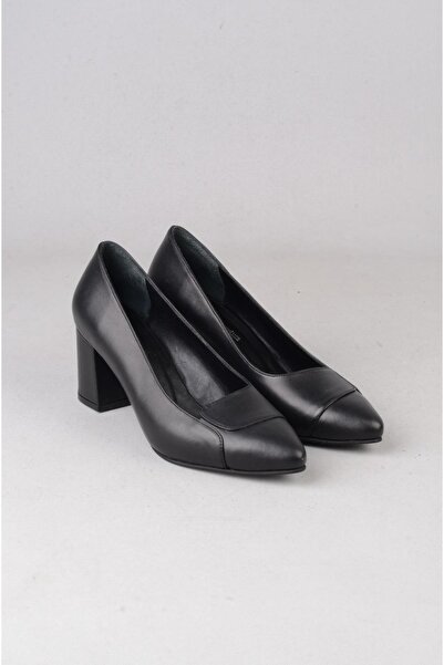 SEÇ KUNDURA Select 1115 Genuine Leather Heelled Women's Shoes (Heel Height: 6.5 cm) Black