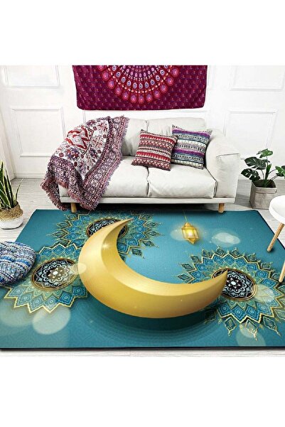 sharpdo سجادة بنقشة قمر شرق أوسطية - غرفة المعيشة/غرفة النوم/غرفة الطعام