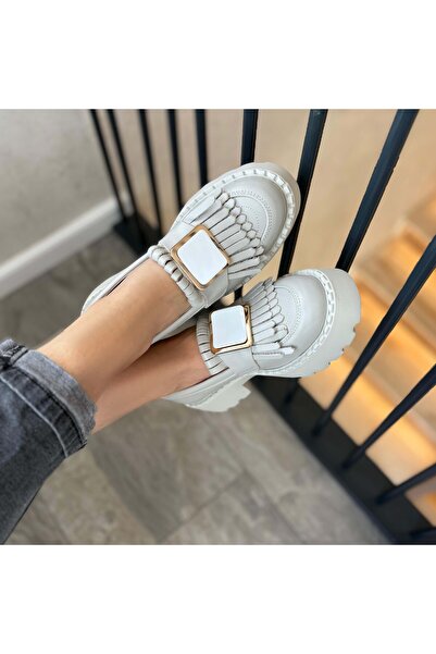 Demalis Mocasini damă culoare alb natur din piele naturală cod 139