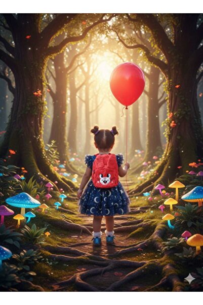 Efe Peluş Sırt Çantası Kız Çocuk 2 Bölmeli Astarlı Figürlü En 22 Boy 25 Cm