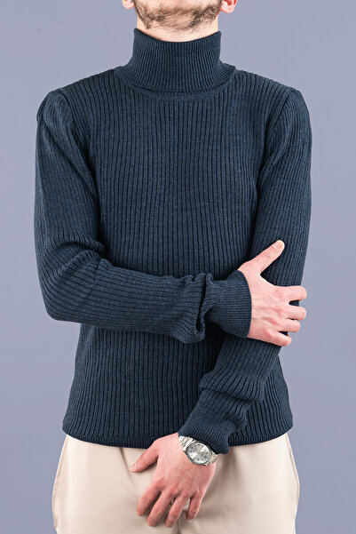 bombe Чоловічий Slim Fit светр з рибальським коміром і товстими ребрами