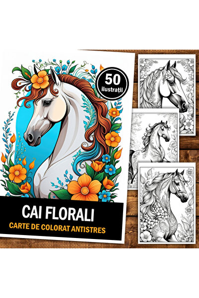Legendary Gifts Painting book, 50 illustrations, Floral Horses