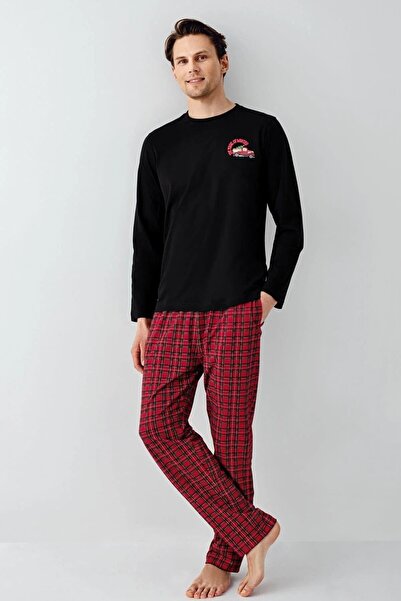 Arnetta 3515 Men's Black Long Sleeve Winter Themed Pajama Set