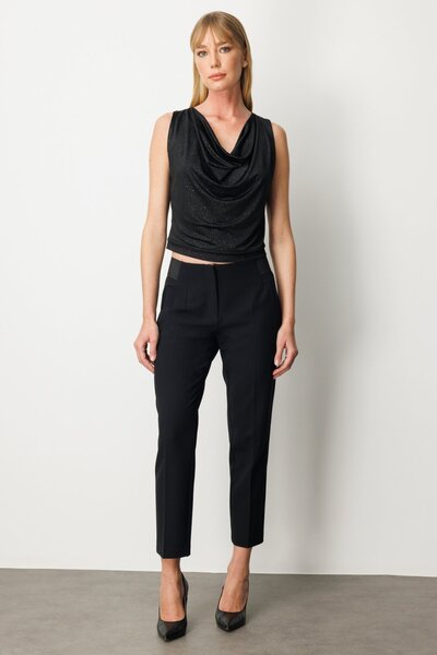 Ekol Buy Thick Elastic Narrow Leg Pants Black