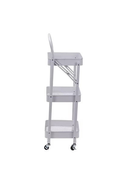 ABAREEK 3-Tier Foldable Metal Tool Trolley, Multi-Teeth, White 46X30X76 cm