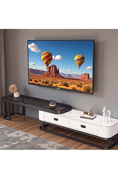 glanfen طاولة تلفاز عصرية فاخرة من الزجاج المقسّى 200×35×41 سم مع درجين