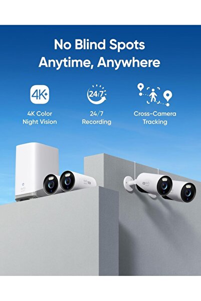 Eufy Security كاميرا مراقبة خارجية سلكية إضافية بدقة 4K من eufyCam E330 (احترافية)