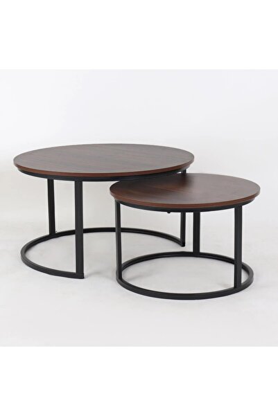 Vi Markets طقم طاولات أوربت - طاولات خدمة دائرية - خشب بني