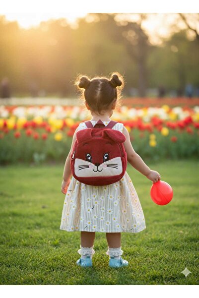 Efe Peluş Sırt Çantası Kız Çocuk 2 Bölmeli Astarlı Figürlü En 22 Boy 25 Cm