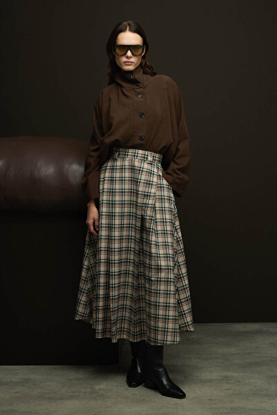 SENA GÜVEN Remo Pileli Etek Ekose