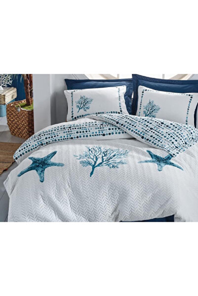 Talis Blue Star Bed Linen and Duvet Set 1 Person (100% Cotton)