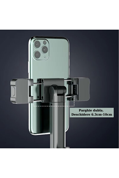 RaSteff Stick selfie cu trepied 180 cm – Premium, aluminiu RaSteff™, telecomandă Bluetooth, suport telefon, extensibil