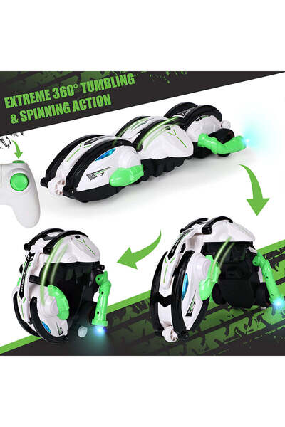 Generic Remote Control 2.4GHz Rolling Stunt Car with Lights and 360° Action (White)