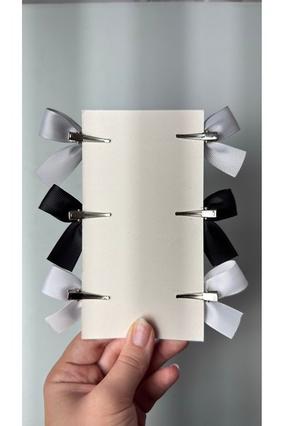 Toka Perisi Baby Kids Black White Gray Star 6-Piece Ribbon Buckle Set (3 cm Metal Clip Buckle)