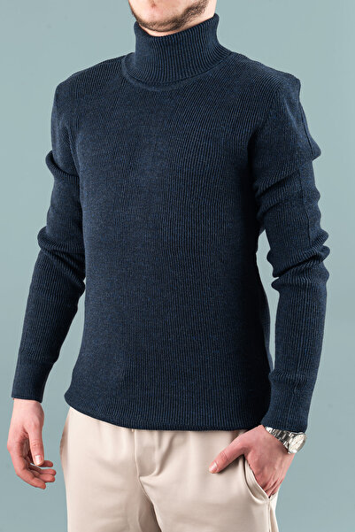 bombe Ανδρικό πουλόβερ εφαρμοστό με λεπτό λαιμόκοψη F κοτλέ