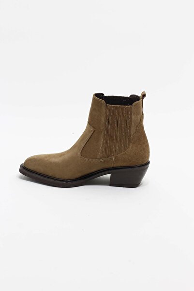 lizel LZ034 SÜET CAMEL RENK HAKİKİ DERİ TOPUKLU KADIN BOT