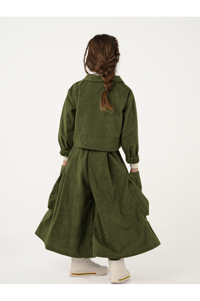 Catz Kids Girl's Khaki Velvet Kali Pants Shirt Set