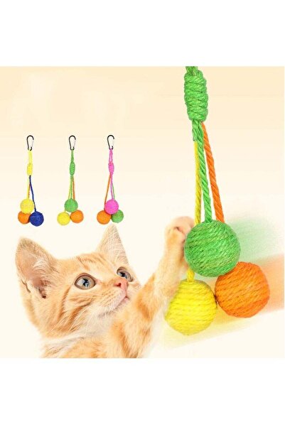 Arabest كرة خدش للقطط، لعبة كرة حبل السيزال المحمولة للقطط الصغيرة والجراء وا...