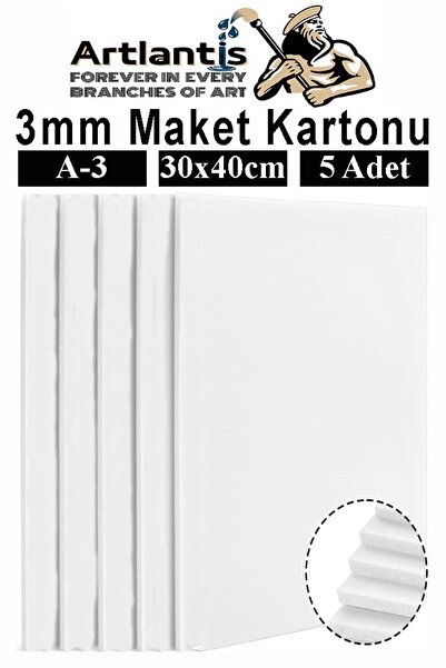 Artlantis Maket Kartonu Beyaz Fotoblok 3 mm A3 30x40 cm 5 Adet Hobi Sanat Oku...