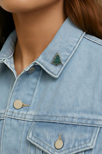 gokmentoy Metal Noel Temalı Pin / Broş - Çam Ağacı