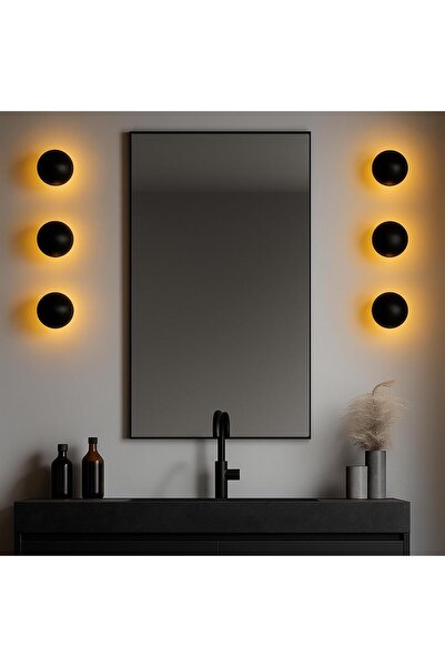 MOİRA Fungal Modern Metal Plated Single Wall Sconce Black Diameter 20cm, Minimalist Decor Lighting Fungal13362A