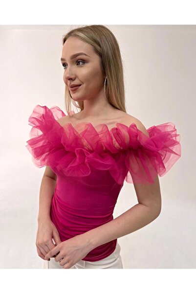 FUNDA Fashion Yandan Büzgülü Fırfırlı Bluz