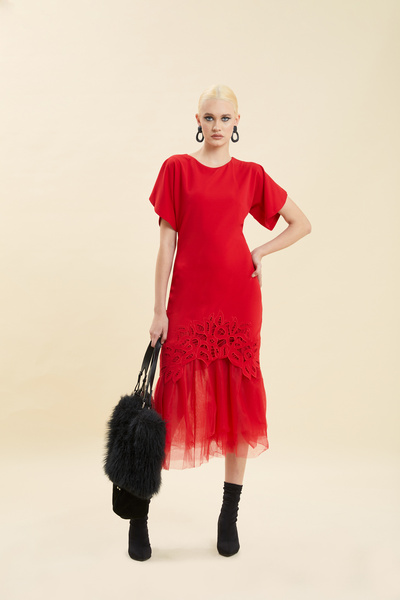 VERDA Nakış ve Tül Detaylı Elbise