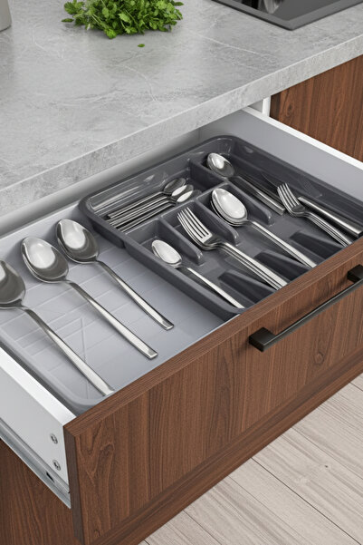 Myend Adjustable Size Inside Drawer Cutlery Organizer, Spoon Holder