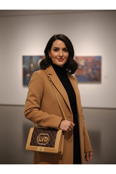 Levidor Coffee embroidered shoulder bag