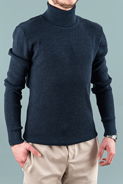 bombe Ανδρικό πουλόβερ εφαρμοστό με λεπτό λαιμόκοψη F κοτλέ