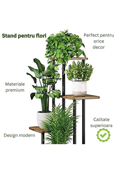 iTin Vertical flower stand 4 tiers, durable metal, 106.3 cm, for balcony