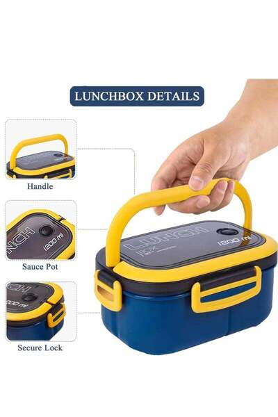 NECOMI 1200ML Bento Lunch Box, Leak-proof Double-layered with Handle, BPA-Free