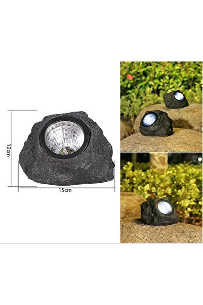 Flippy Decorative Solar LED Garden Lamp, Stone Effect, 4 LEDs, 12x15 cm, Grey