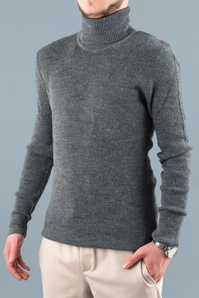 bombe Men's Slim Fit Turtleneck Slim Corded Fabric Sweater